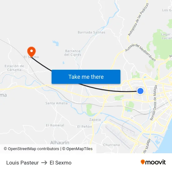 Louis Pasteur to El Sexmo map