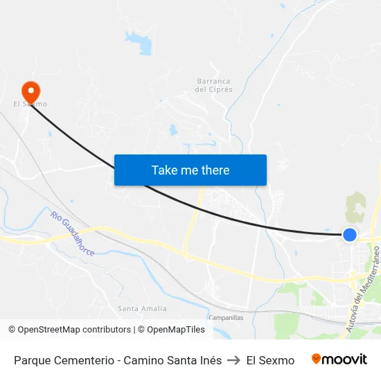 Parque Cementerio - Camino Santa Inés to El Sexmo map