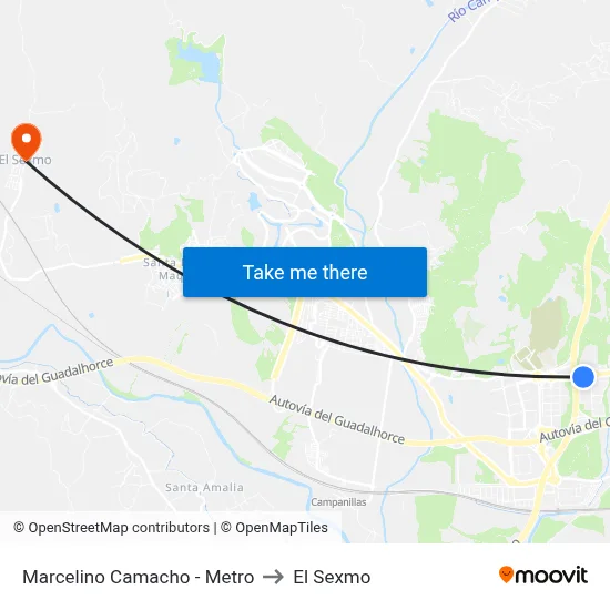 Marcelino Camacho - Metro to El Sexmo map