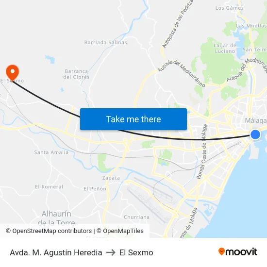 Avda. M. Agustín Heredia to El Sexmo map