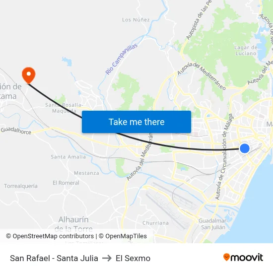 San Rafael - Santa Julia to El Sexmo map