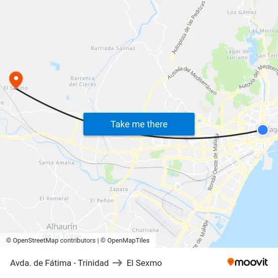 Avda. de Fátima - Trinidad to El Sexmo map