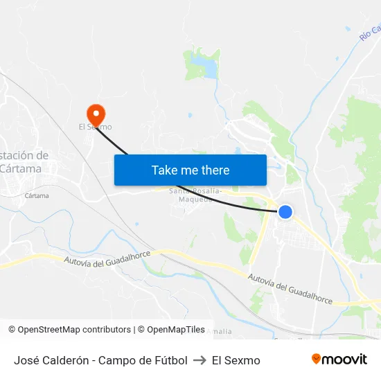 José Calderón - Campo de Fútbol to El Sexmo map