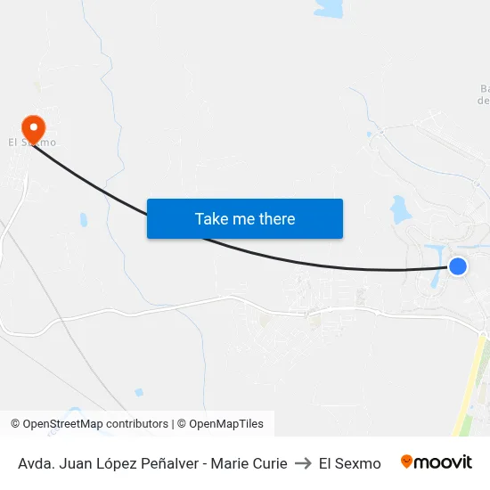 Avda. Juan López Peñalver - Marie Curie to El Sexmo map