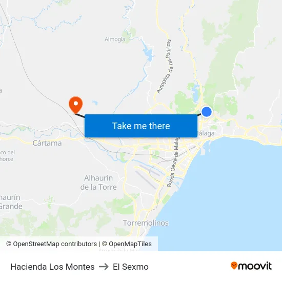 Hacienda Los Montes to El Sexmo map