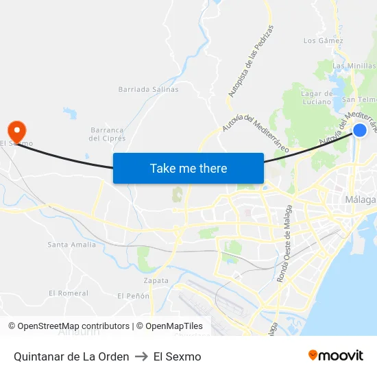 Quintanar de La Orden to El Sexmo map