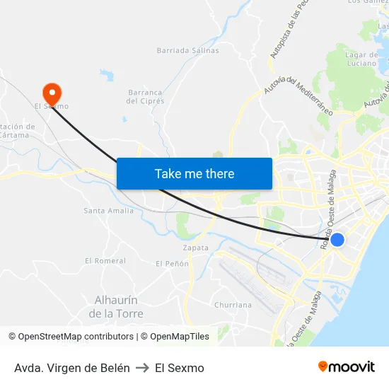 Avda. Virgen de Belén to El Sexmo map