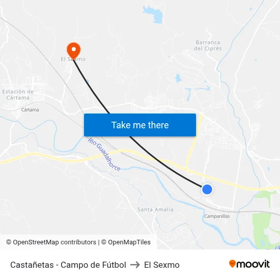 Castañetas - Campo de Fútbol to El Sexmo map