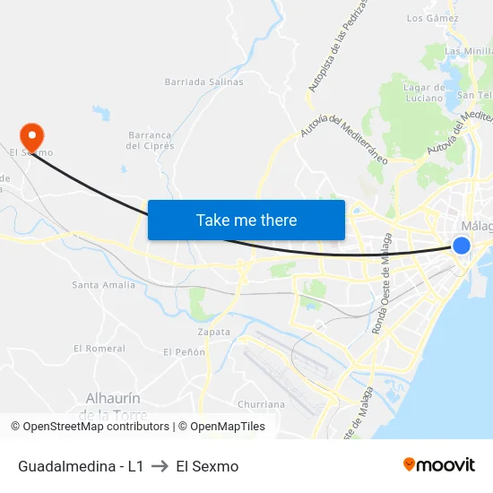 Guadalmedina - L1 to El Sexmo map