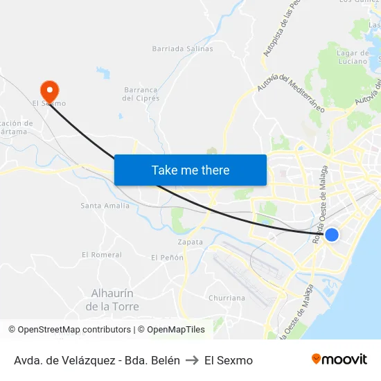 Avda. de Velázquez - Bda. Belén to El Sexmo map