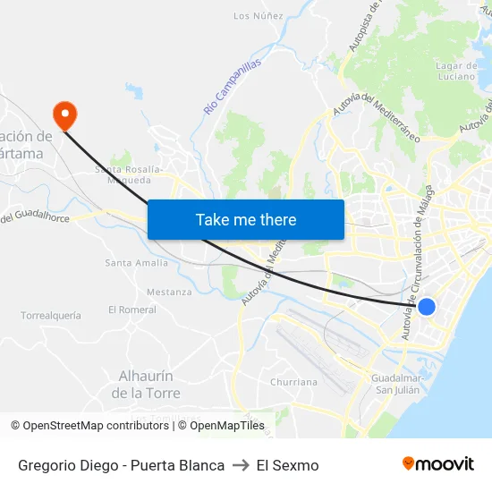 Gregorio Diego - Puerta Blanca to El Sexmo map
