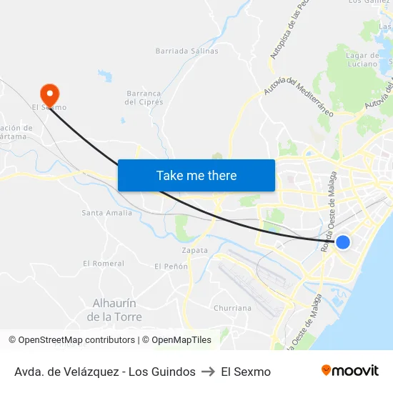 Avda. de Velázquez - Los Guindos to El Sexmo map