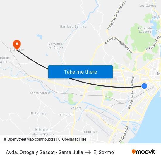 Avda. Ortega y Gasset - Santa Julia to El Sexmo map