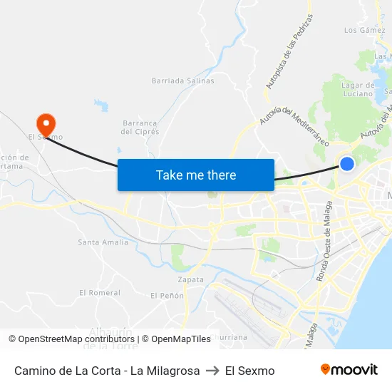 Camino de La Corta - La Milagrosa to El Sexmo map