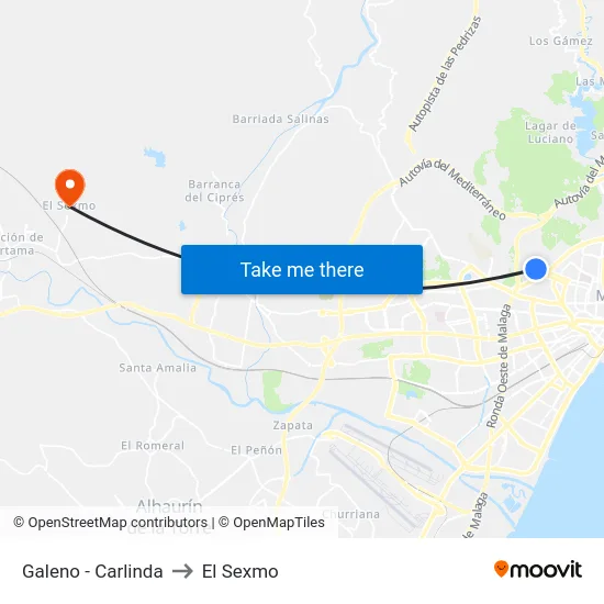 Galeno - Carlinda to El Sexmo map