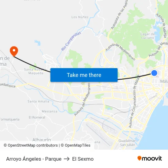 Arroyo Ángeles - Parque to El Sexmo map