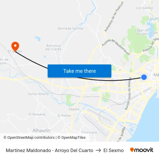 Martínez Maldonado - Arroyo Del Cuarto to El Sexmo map