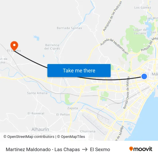 Martínez Maldonado - Las Chapas to El Sexmo map