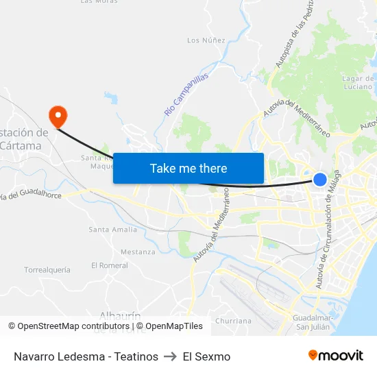 Navarro Ledesma - Teatinos to El Sexmo map