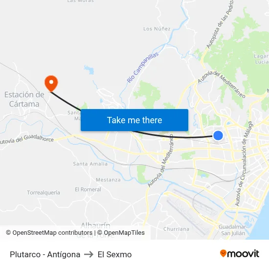 Plutarco - Antígona to El Sexmo map