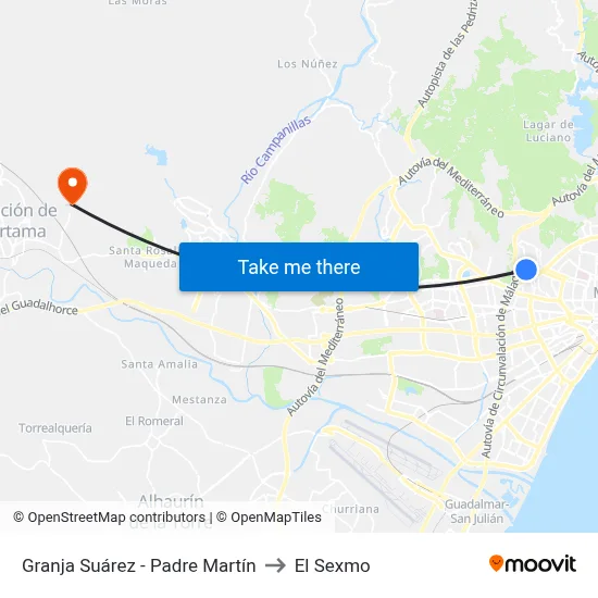 Granja Suárez - Padre Martín to El Sexmo map
