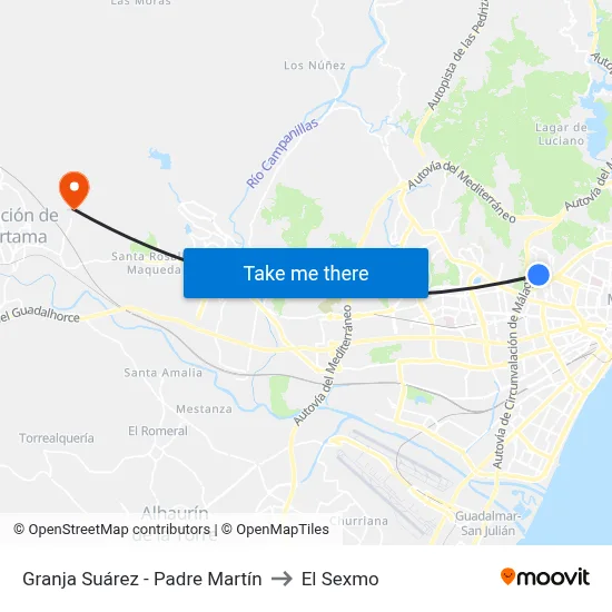 Granja Suárez - Padre Martín to El Sexmo map