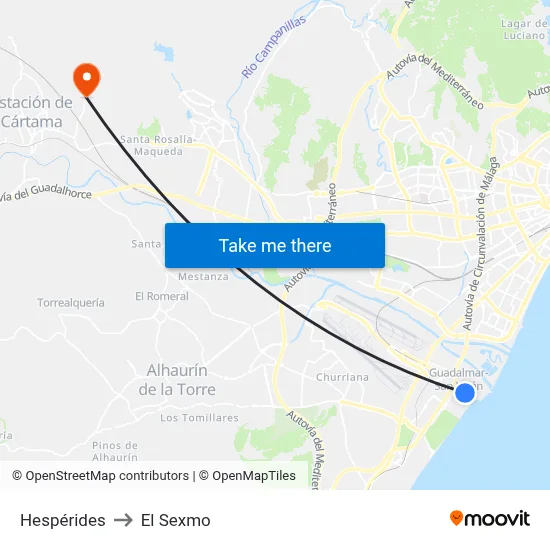 Hespérides to El Sexmo map