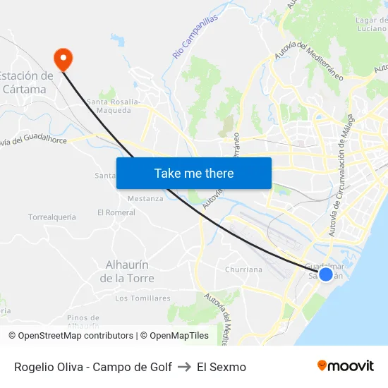 Rogelio Oliva - Campo de Golf to El Sexmo map