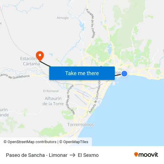 Paseo de Sancha - Limonar to El Sexmo map