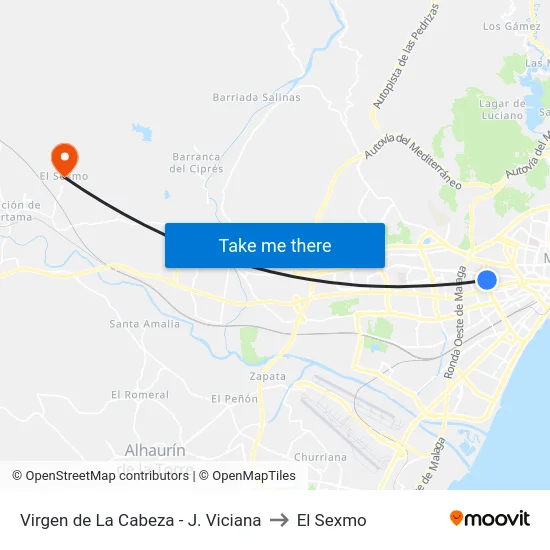 Virgen de La Cabeza - J. Viciana to El Sexmo map