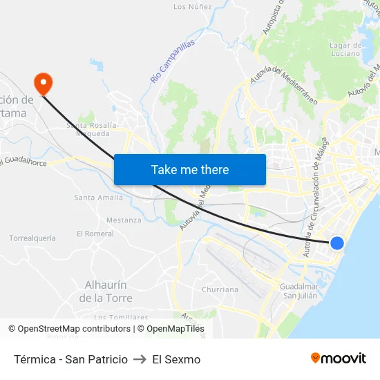 Térmica - San Patricio to El Sexmo map