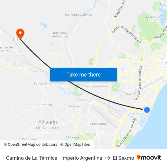 Camino de La Térmica - Imperio Argentina to El Sexmo map