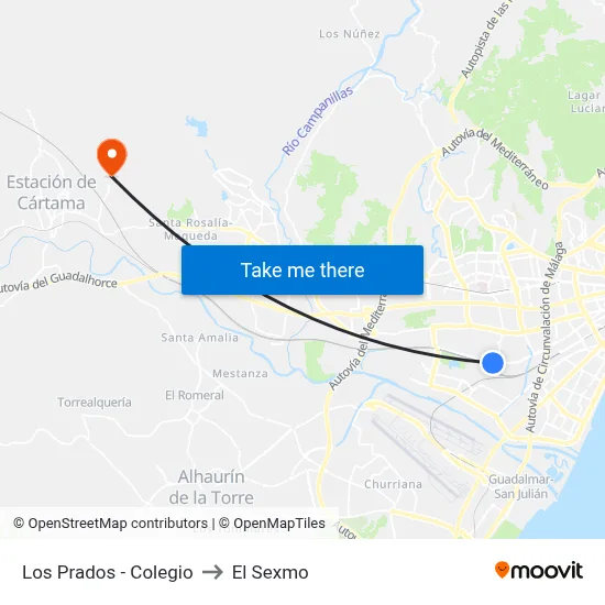 Los Prados - Colegio to El Sexmo map