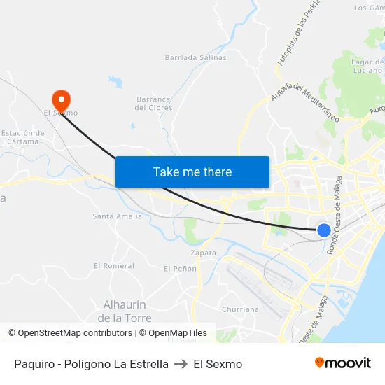 Paquiro - Polígono La Estrella to El Sexmo map