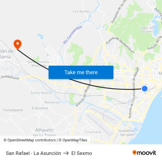 San Rafael - La Asunción to El Sexmo map