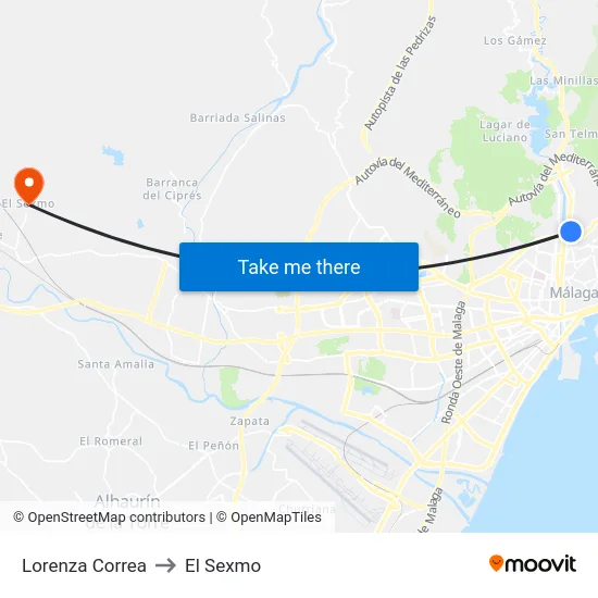 Lorenza Correa to El Sexmo map