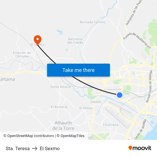 Sta. Teresa to El Sexmo map