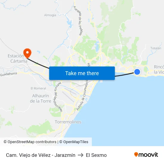 Cam. Viejo de Vélez - Jarazmín to El Sexmo map