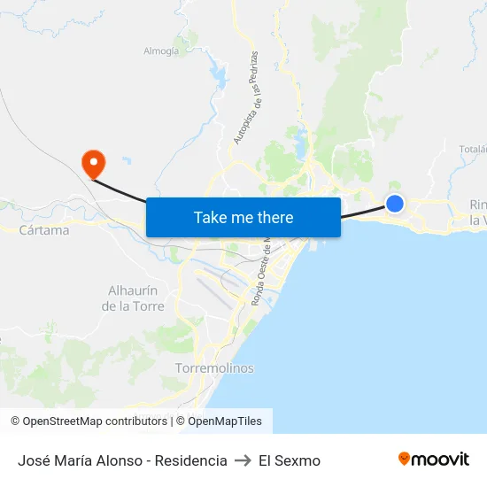 José María Alonso - Residencia to El Sexmo map