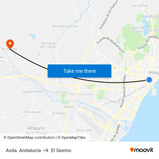 Avda. Andalucía to El Sexmo map