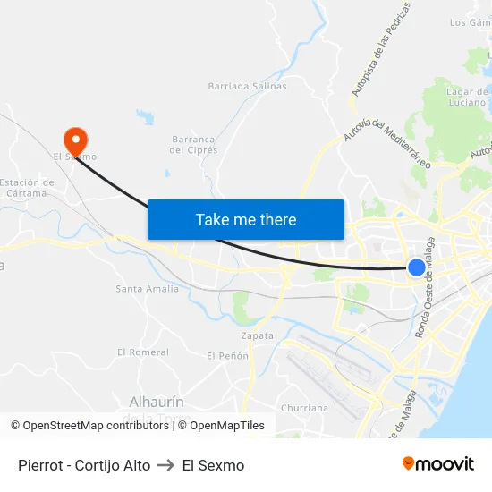 Pierrot - Cortijo Alto to El Sexmo map
