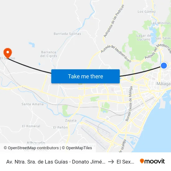 Av. Ntra. Sra. de Las Guías - Donato Jiménez to El Sexmo map