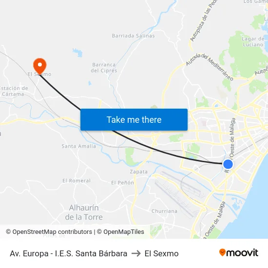 Av. Europa - I.E.S. Santa Bárbara to El Sexmo map