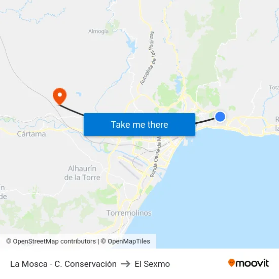 La Mosca - C. Conservación to El Sexmo map