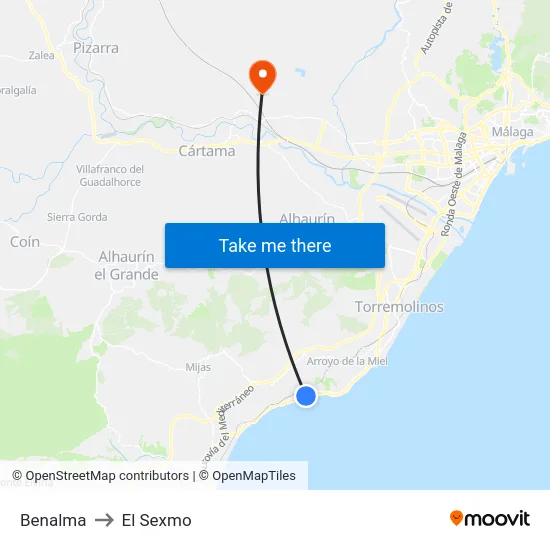 Benalma to El Sexmo map