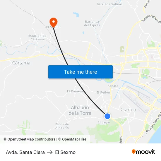 Avda. Santa Clara to El Sexmo map