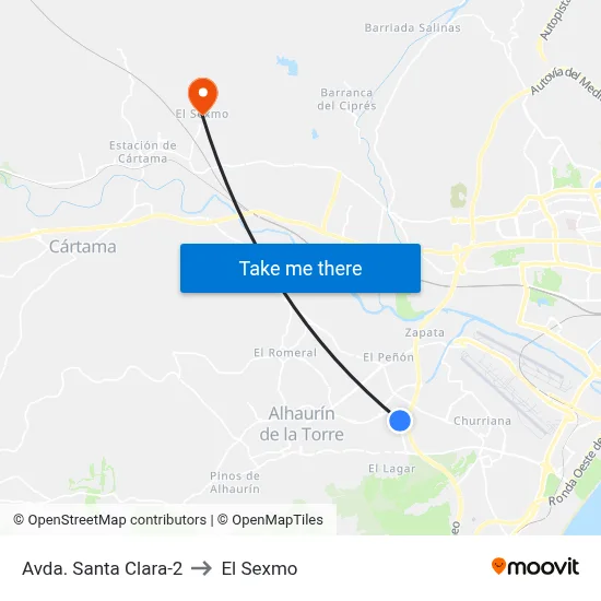 Avda. Santa Clara-2 to El Sexmo map