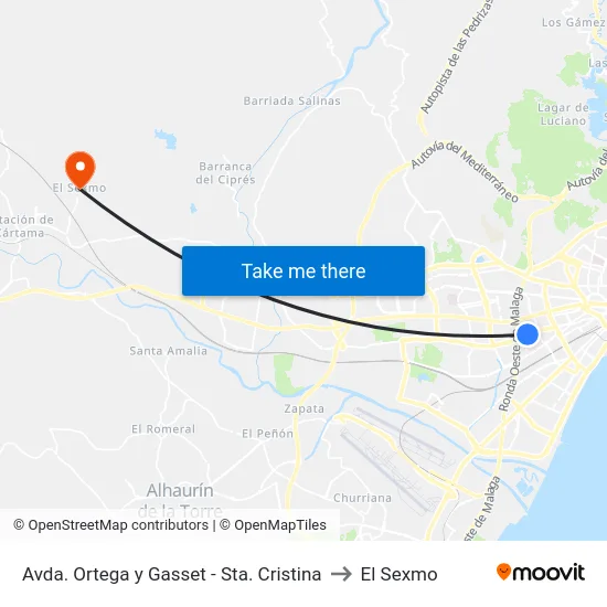 Avda. Ortega y Gasset - Sta. Cristina to El Sexmo map