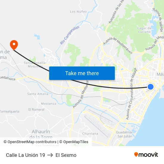 Calle La Unión 19 to El Sexmo map