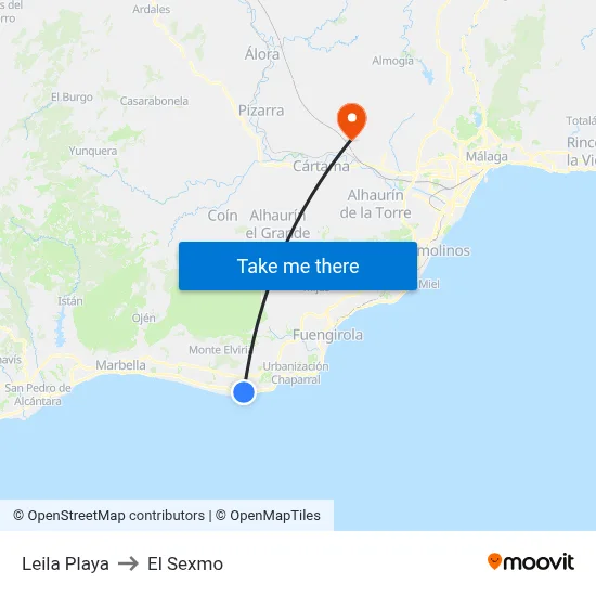 Leila Playa to El Sexmo map